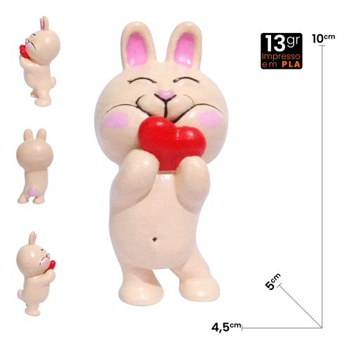 Boneco Coelho Fofo Com Coração - Colecionável Raro