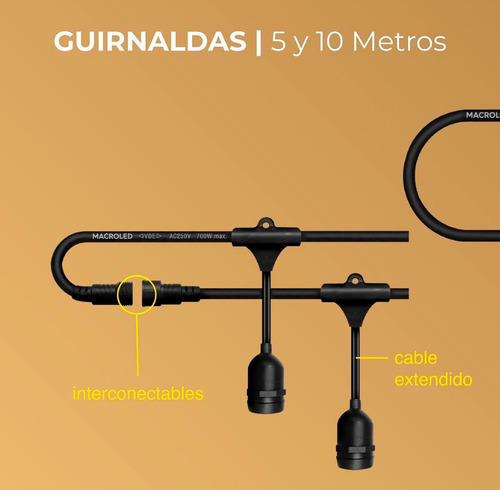 Macroled GUIR-10MT-E27 guirnalda de luces 10mts