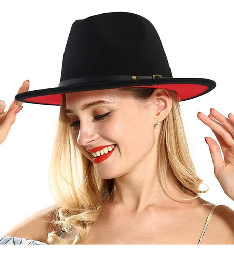 Ktka Gorra Jazz Hombre, Sombreros Fedora Fieltro Lana Rojo