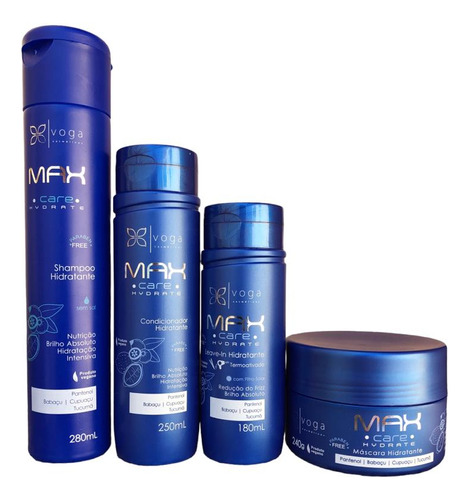 Kit Shampoo Condic Mascara Leave-in Hidratante Max Care Voga