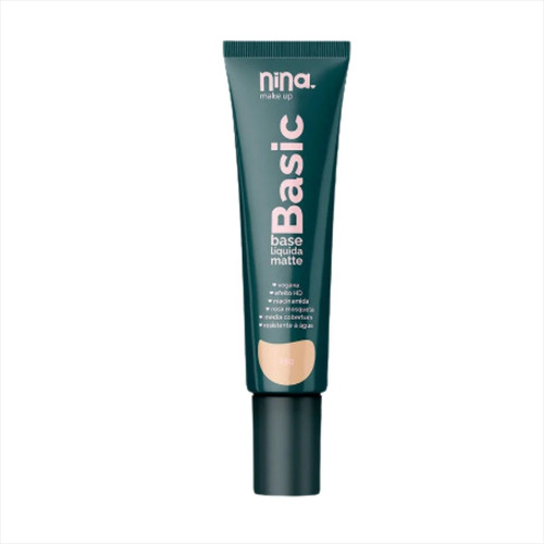 Kit Nina Makeup Base Líquida Basic+pó Compacto Instant Cor 1