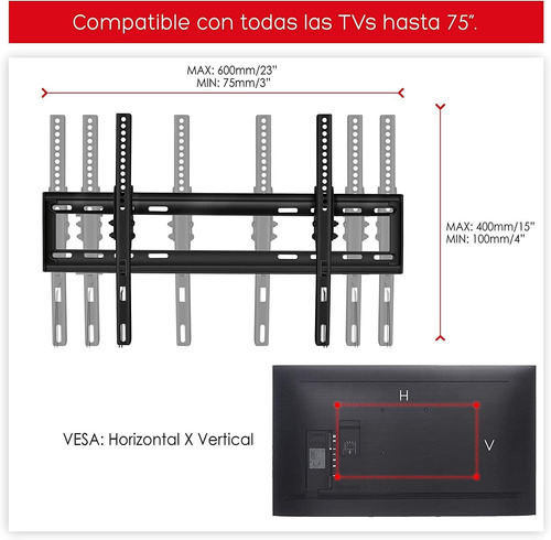 Imagen 7 de 7 de Soporte De Tv De Inclinación Power & Co, Brazo 2.9 Cm