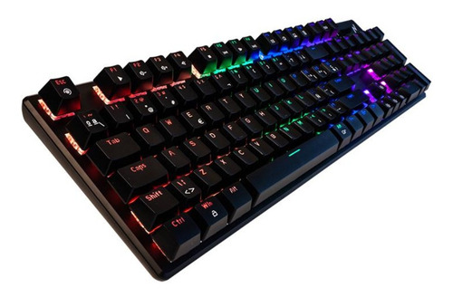 Teclado gamer Noganet Ganon QWERTY Cherry MX Blue inglés US color negro con luz RGB