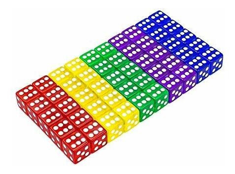 Juego De Dados De 50 Piezas 5 Colores Translúcidos 6 Lados