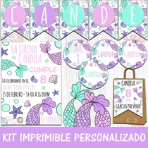 Comprar Kit Imprimible Candybar Cola De Sirena Mod.2 Personalizado