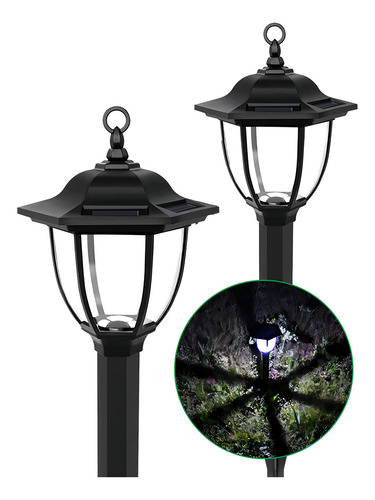 Set 2 Luz Led Farol Estaca Impermeable Energia Solar Jardin