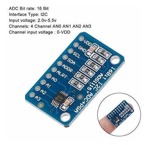 Imagen 2 de 7 de 2pcs Ads1115 16 Bits 4 Canales Analogico A Digital Convertid