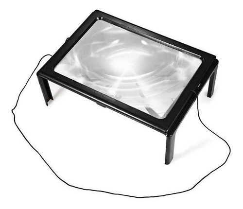 Lupa De Mesa Gigante Tamanho A4 Com Suporte Led