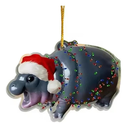 - Christmas Hippotamus House Hippo, Colgante Pequeño Con