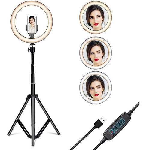 Aro De Luz Led 10 Pulgadas + Tripode 210cm