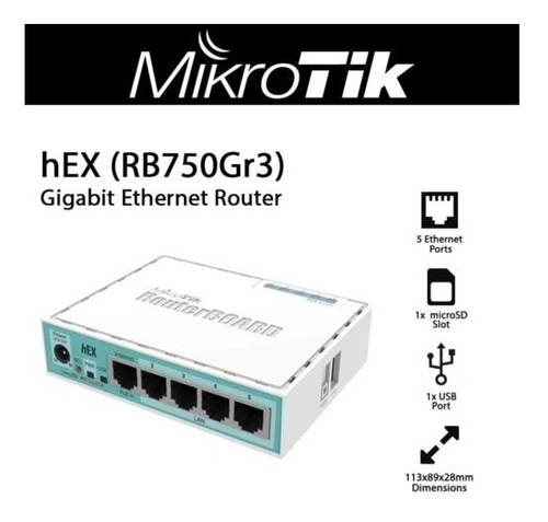 Mikrotik Rb750 Gr3 Hex 5 Puertos Gigabit 10/100/1000
