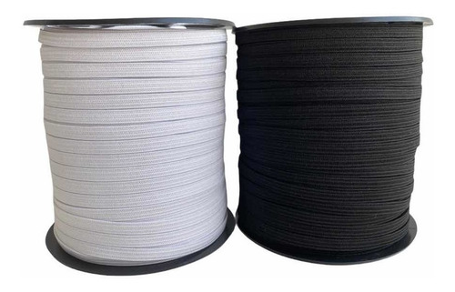 Elástico Para Máscara 200 Metros - 100m Preto E 100m Branco