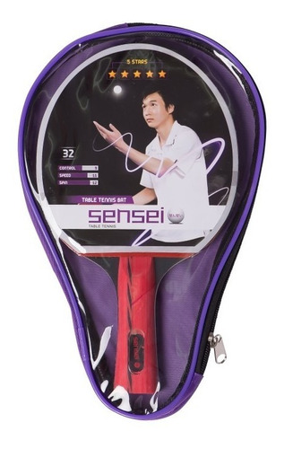 Imagen 1 de 2 de Paleta Ping Pong Sensei 5* Estrellas Profesional Con Estuche