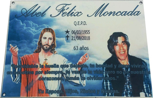 Imagen 7 de 7 de Placa Recordatoria Para Cementerio 20x15cm, Foto Enlozada.