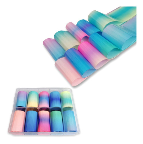 Papel Foil Decorativo Para Uñas Colores Degradados