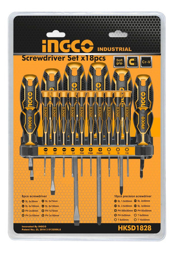 Kit Set Juego Destornilladores 18 Piezas Ingco Hksd1828