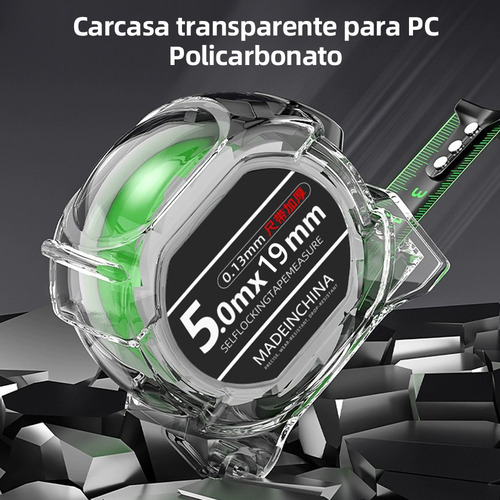 Fita Métrica Retrátil Fluorescente Autobloqueante 5m 19mm
