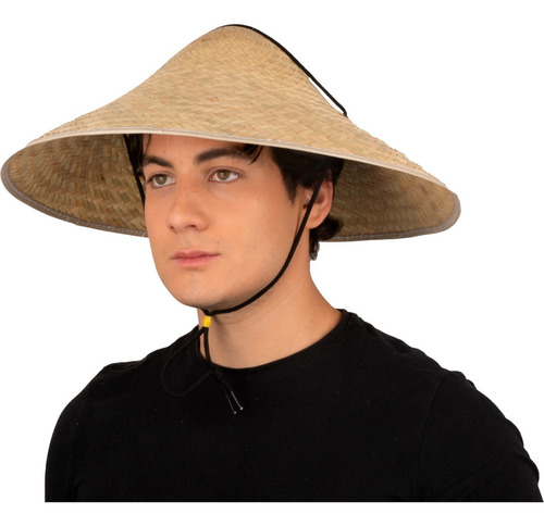 Sombrero De Paja Estilo Chino, Accesorio Para Disfraz Color Beige