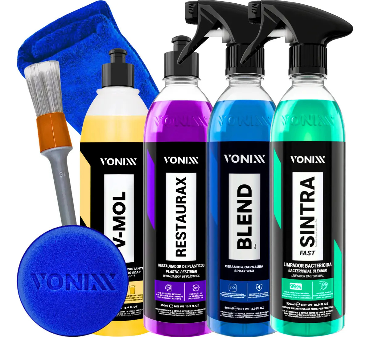 Kit Limpeza Automotiva Vonixx Blend Sintra Restaurax Vmol 500ml