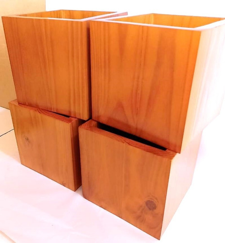 Imagen 3 de 10 de Porta Macetero De 4 Niveles Con Maceteros De Madera De Pino
