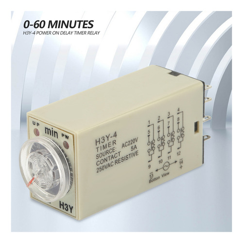 H3y-4 Encendido Retardo Temporizador Relé 0-60 Minutos Tiemp