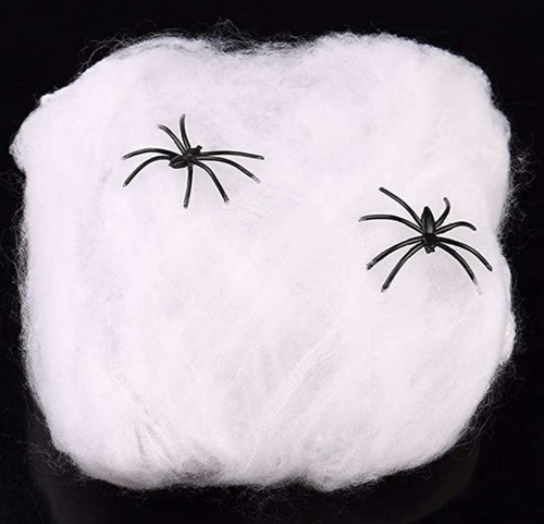 Imagen 3 de 10 de Telaraña Blanca Con Arañas Negras Halloween