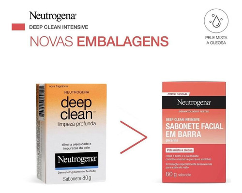 Sabonete Facial Neutrogena Deep Clean Em Barra 80g Mista A Pele Oleosa Dia/noite