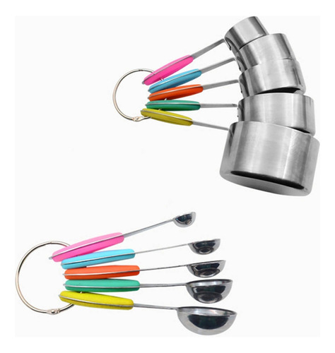 Zz Kit Tazas Cucharas Medidoras Reposteria Acero Báscula