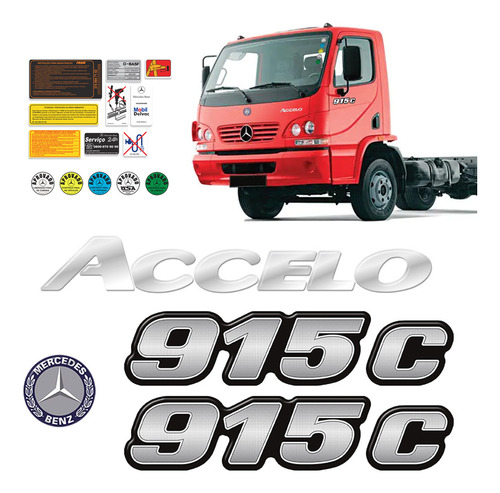 Kit Emblema Mercedes Benz 915 C Accelo Logo Adesivo Resinado