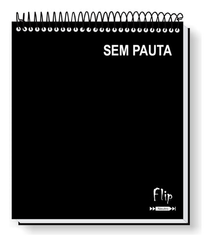 Caderno Para Canhoto 80f Sem Pauta Flip Colors (204mmx234mm) Cor Preto