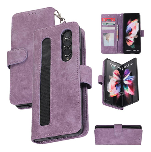 Funda Simicoo Simil Cuero Para Galaxy Z Fold 4 Purple