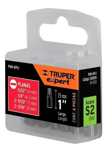 Estuche Con 6 Puntas Planas Combinadas Largo 1 Truper 100505