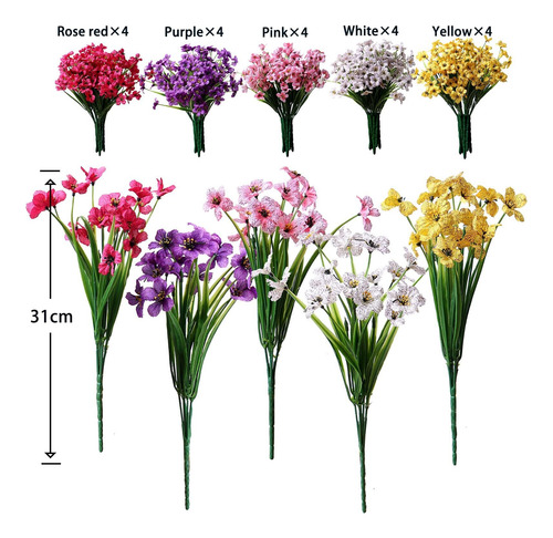 20 Paquetes De Flores Artificiales A Granel For Exteriores,