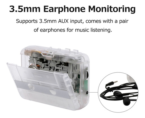 Reproductor De Casete Portátil Tonivent Auto Reverse Mini Co