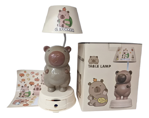 Lampara Recargable Capibara Con Sacapuntas Stikers Incluidos Caqui Chocolate
