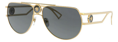 Versace Lentes Sol Ve2225 Color De La Lente Gris Color De La Varilla Dorado Color Del Armazón Dorado Diseño Aviator