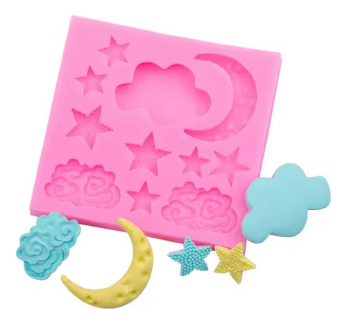 Molde Silicone Ceu Lua Nuvem Estrela Chocolate Fondant Pasta