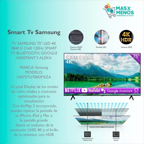 TV Samsung 75 Pulgadas 4K Ultra HD Smart TV LED UN75TU700DFXZA