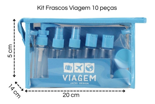 Imagem 2 de 7 de Kit De Frascos P/ Viagem De 10 Peças Pink Potes Cosméticos