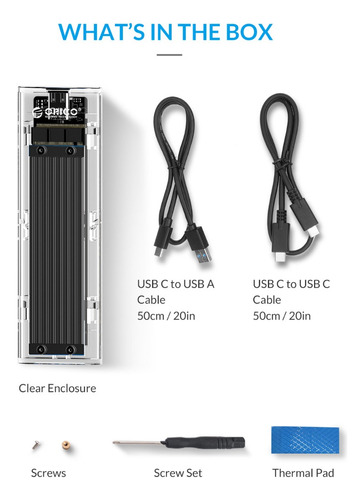 Case Orico Usb C 3.1 Gen2 Ssd M.2 Nvme M2 Pcie 10gbps Cor Preto