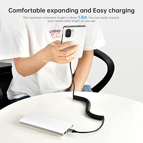 Cable Usb C En Espiral Aceyoon, Retráctil Usb Tipo C Para Co