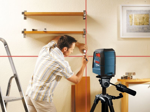 Nivel Láser Bosch GLL 2-12 Rojo de 2 Líneas Cruzadas 12m Alcance con Estuche para Alineación y Nivelación Precisa en Instalaciones, Construcción, Remodelación y Montaje de Muebles