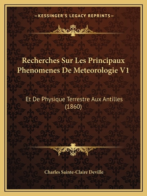 Libro Recherches Sur Les Principaux Phenomenes De Meteoro...