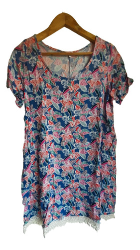 Remeron Largo Con Flores Talle Xll (42) Nueva