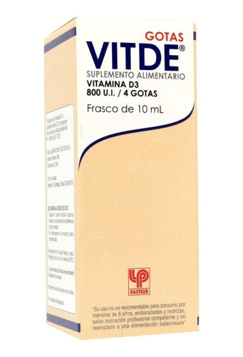 Pasteur Vitde Gotas Vitamina D3 800 Ui / 4 Gts Gotas 10 Ml