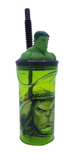 Vaso Infantil  Increible Hulk Estatuilla 3d  Figura  Pajita