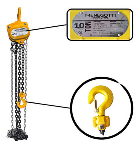 Talha De Corrente 5m Mtc 1,0t Menegotti