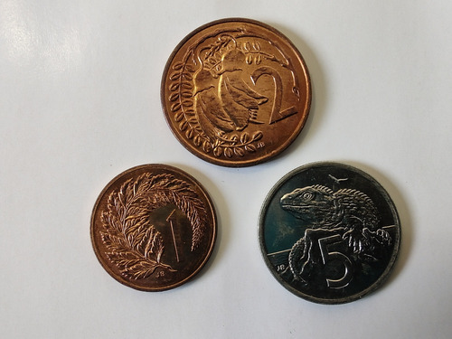 3 Monedas De New Zelanda 1-2-5 Cents 1995(bb30