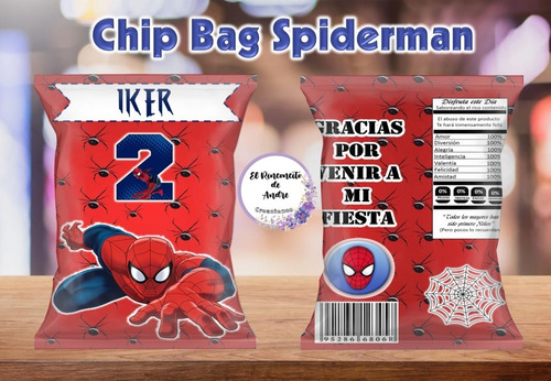 15 Bolsas Golosineras Chipsbags Hombre Araña Spiderman Papel