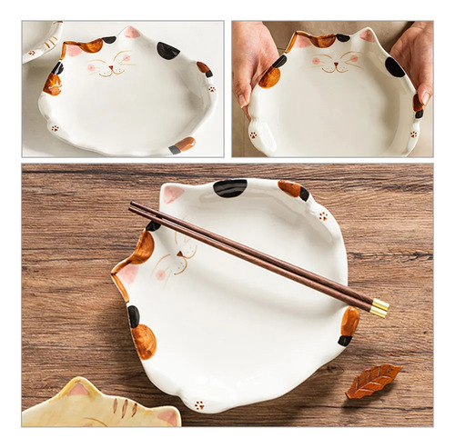 C Plato Cerámica Con Forma Gato Plato Para Ensalada Frutas